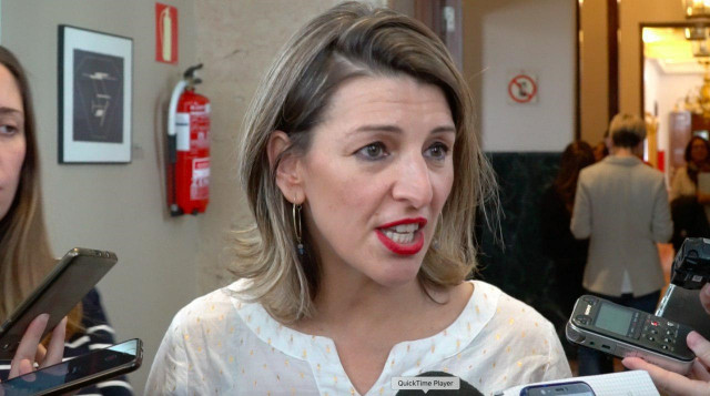 Yolanda Díaz, portavoz rotatoria de En Marea en el Congreso, en declaraciones a