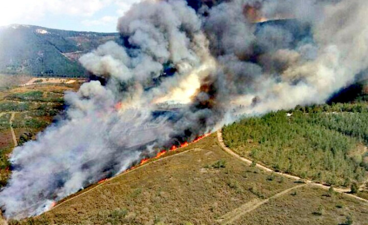 (Vídeos) Varios incendios queman 90 hectáreas, incluidas 30 en un fuego sin controlar cerca de Verín