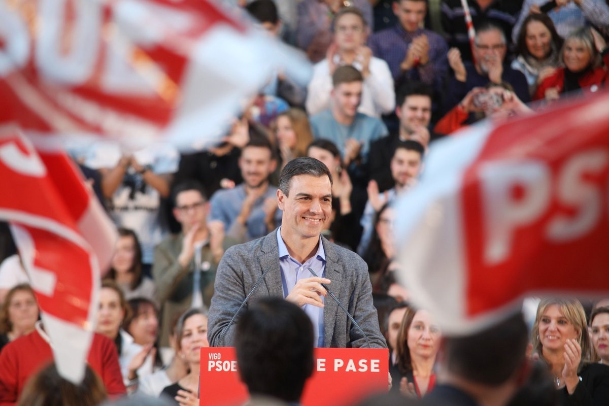 Pedro Sánchez, en un mitin en Vigo