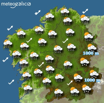 Predicciones meteorológicas para este martes en Galicia: Lluvias y descenso notable de las temperaturas