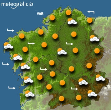 Predicciones meteorológicas para este miércoles en Galicia: Cielo poco nublado o despejado y temperaturas en ascenso