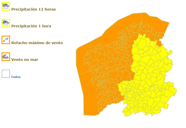 Alertas jueves meteogalicia