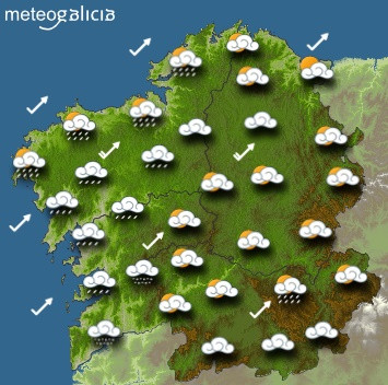 Predicciones meteorológicas para este miércoles en Galicia: Cielo cubierto y chubascos generalizados por la tarde