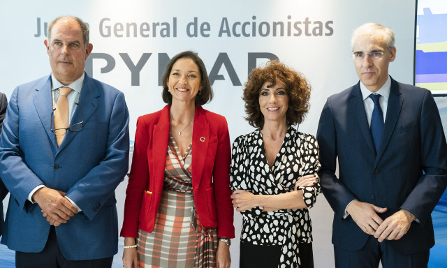 La ministra de Industria en funciones, Reyes Maroto, clausura la junta general de accionistas de Pymar.