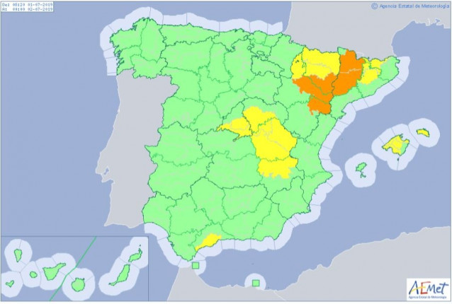 Las temperaturas bajan hoy en casi toda España, aunque seguirán siendo altas, de