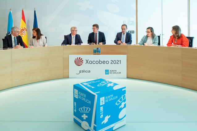 El presidente del Gobierno gallego, Alberto Núñez Feijóo, preside la reunión del Consello de la Xunta.