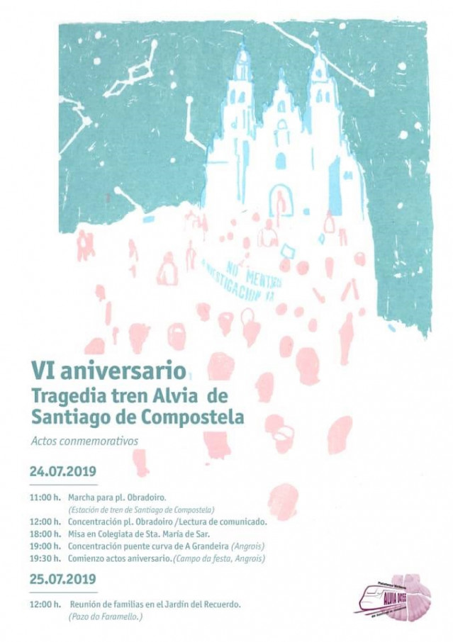 Cartel de los actos del aniversario del accidente del tren Alvia en Angrois (Santiago)