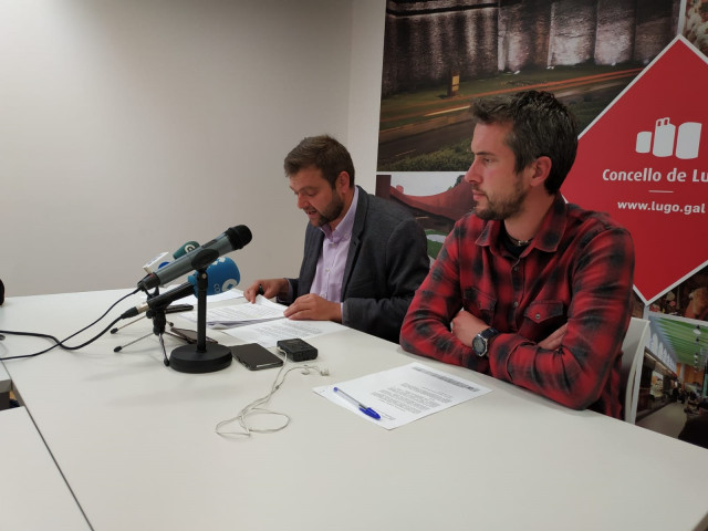 Los concejales del gobierno de Lugo, Álvaro Santos (PSOE) y Rubén Arroxo (Lugo), informan sobre la situación del edificio Garañón