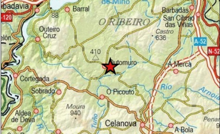 Un pequeño terremoto de 3,3 en Cartelle se hace sentir en Ourense
