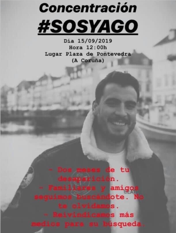 #SOSYAGO, movilización para pedir más medios para buscar el joven desaparecido en el festival de Ortigueira