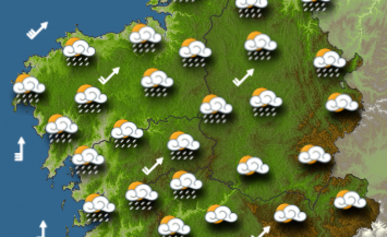 Tiempo este lunes en Galicia: siguen las lluvias y  fuertes vientos