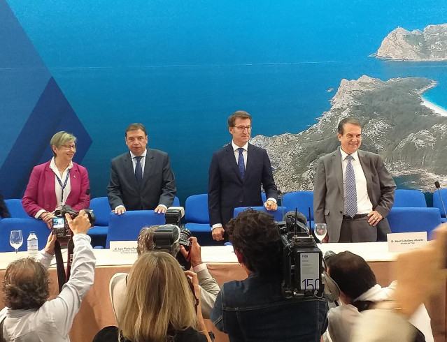 Rosa Quintana, Luis Planas, Núñez Feijóo y Abel Caballero, en el acto de inauguración de Conxemar 2019