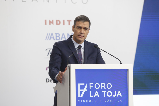 El presidente del Gobierno en funciones, Pedro Sánchez, clausura el I Foro La Toja-Vínculo Atlántico al que asiste el presidente del Gobierno en funciones, Pedro Sánchez, en O Grove (Pontevedra/Galicia/España) a 5 de octubre de 2019.