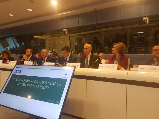 El conselleiro de Economía, Emprego e Industria, Francisco Conde, durante su participación en el I Cumbre sobre el futuro de la movilidad autónoma