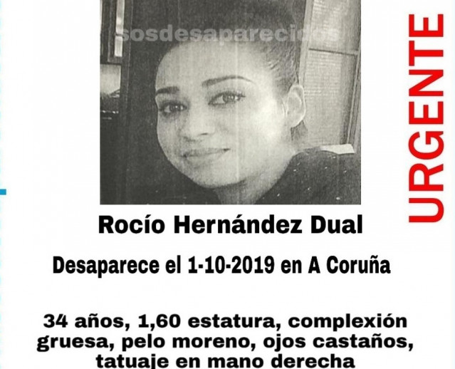 Rocío Hernández Dual, desaparecida en A Coruña el pasado 1 de octubre