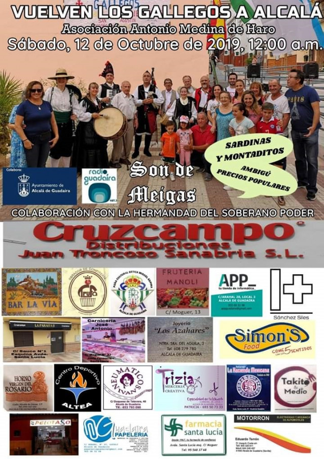 Gaitas gallegas en Alcalá de Guadaíra este sábado por el Día de la Hispanidad