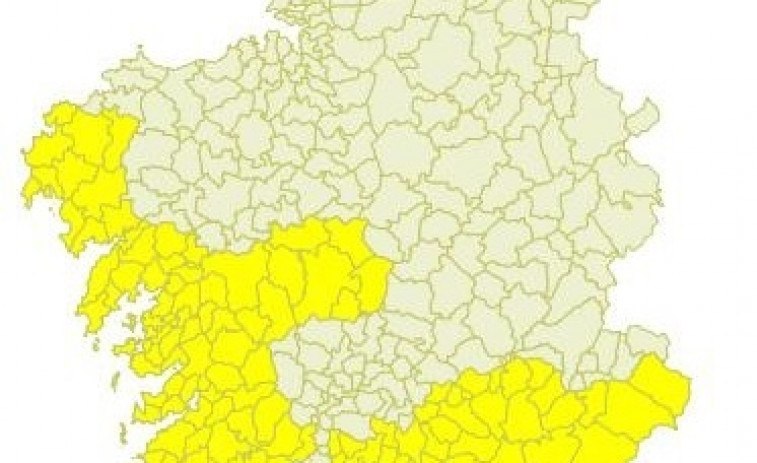 Alerta amarilla por lluvias en tres provincias gallegas este domingo