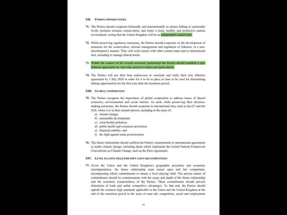 Brexit declaracion politica pesca