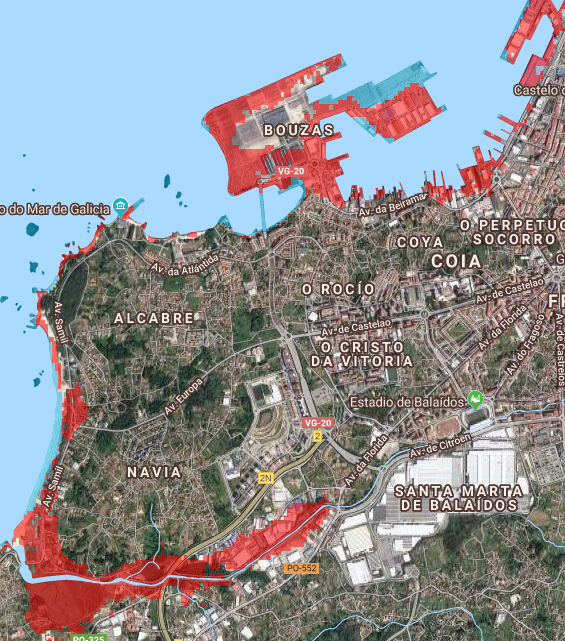 Vigo inundada cambio climático en imagen de Climate Central