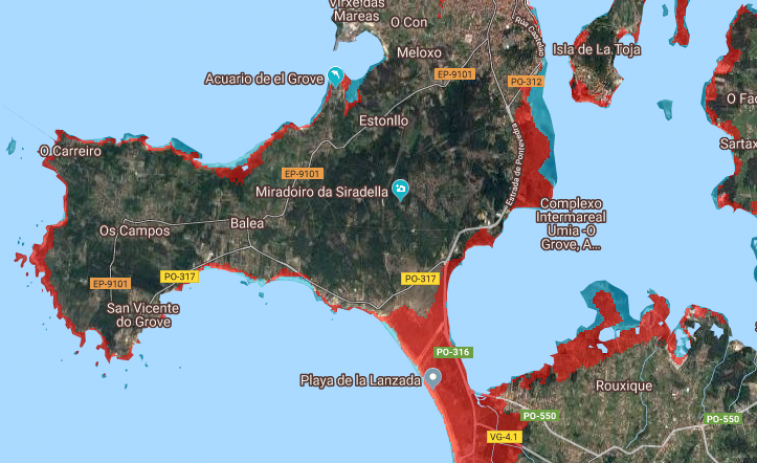 A Coruña sin playas y la Illa de O Grove, así quedará Galicia en 30 años si seguimos contaminando igual