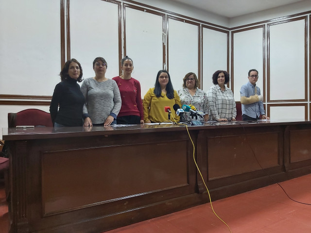 Rueda de prensa del comité de empresa de Unitono en Ourense.