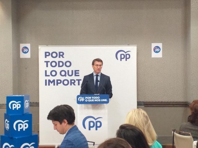 Alberto Níuñez Feijóo, en un acto electoral con empresarios en Vigo.