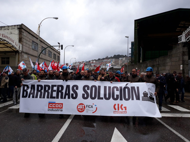 Imagen de la concentración de los trabajadores de Barreras de este jueves.