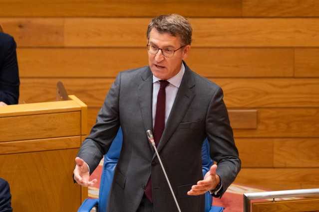 El presidente de la Xunta, Alberto Núñez Feijóo, comparece en el Parlamento de Galicia.