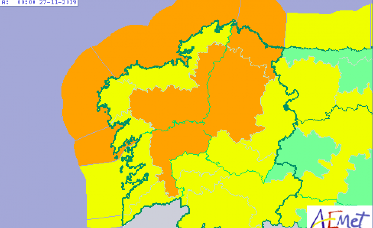 Alerta naranja en gran parte de Galicia este martes por viento