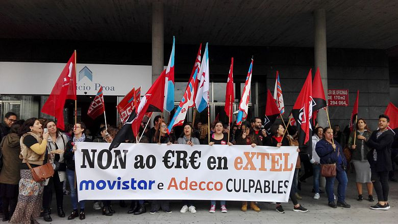 Una pasada manifestaciu00f3n en 2016 de trabajadores de Extel en una foto de la CIG