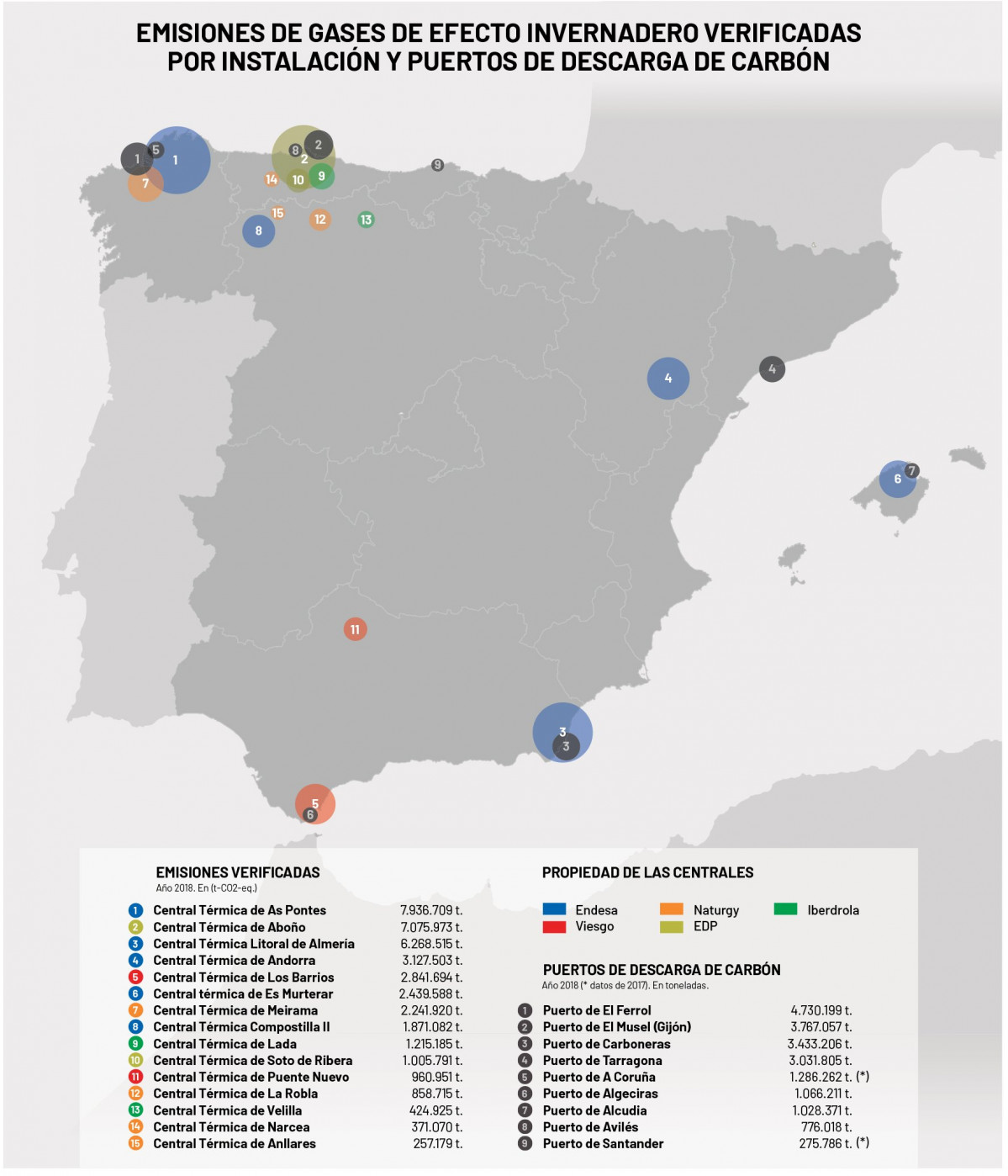 Mapa de Greenpeace sobre las emisiones en Espau00f1a