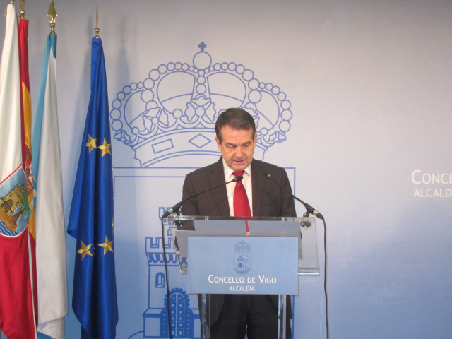 El alcalde de Vigo, Abel Caballero, durante la rueda de prensa de este miércoles