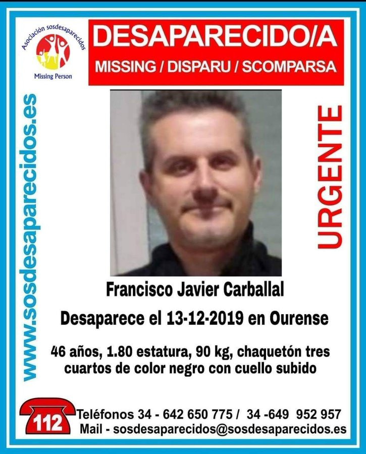 Fracisco Javier Carballal lleva desaparecido tres días en Ourense