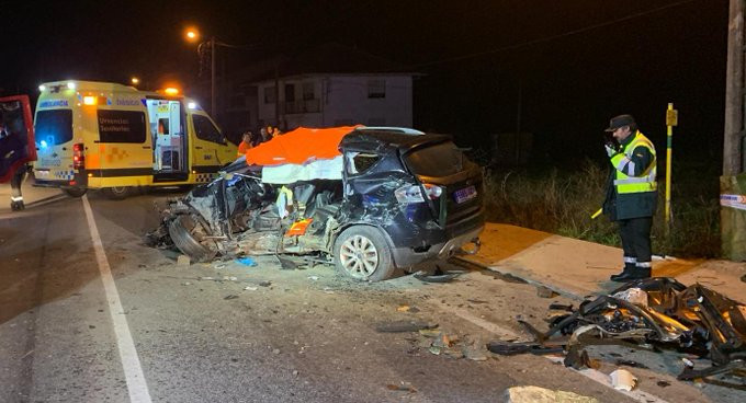 Accidente mortal en Gondomar en una imagen difundida por la Guardia Civil de Pontevedra