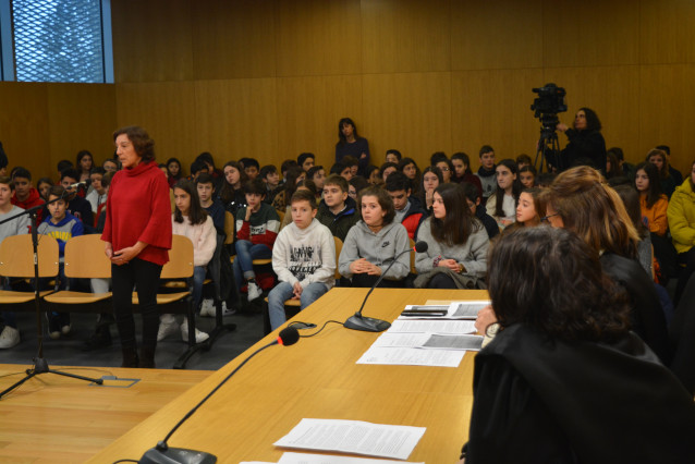 Recreación de un juicio por un caso de acoso escolar en Ourense.