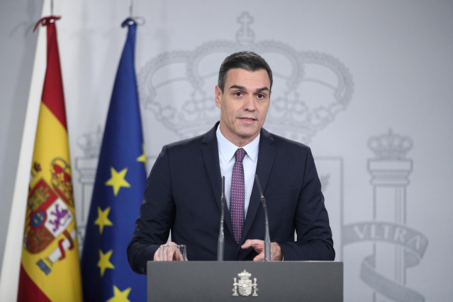 El presidente del Gobierno, Pedro Sánchez, en rueda de prensa tras la primera reunión del consejo de ministros del Gobierno de coalición de PSOE y Unidas Podemos