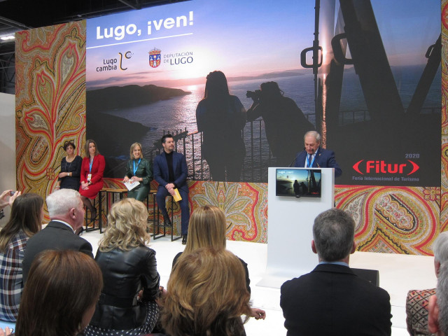 El presidente de la Diputación de Lugo, José Tomé, durante su intervención en la presentación de la provincia en Fitur