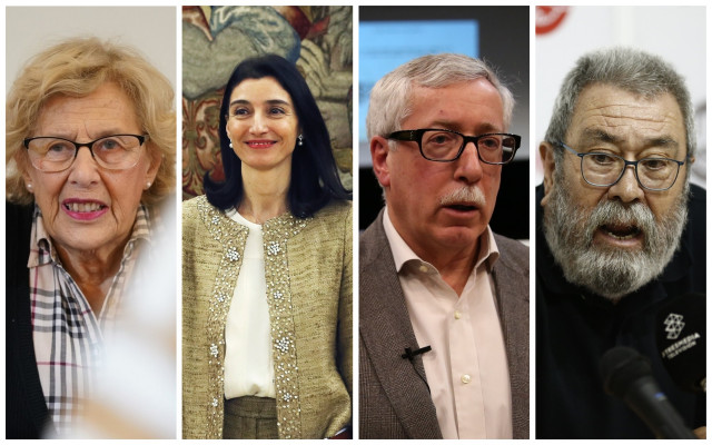 Manuela Carmena, Pilar Llop, Ignacio Fernández Toxo y Cándido Méndez.