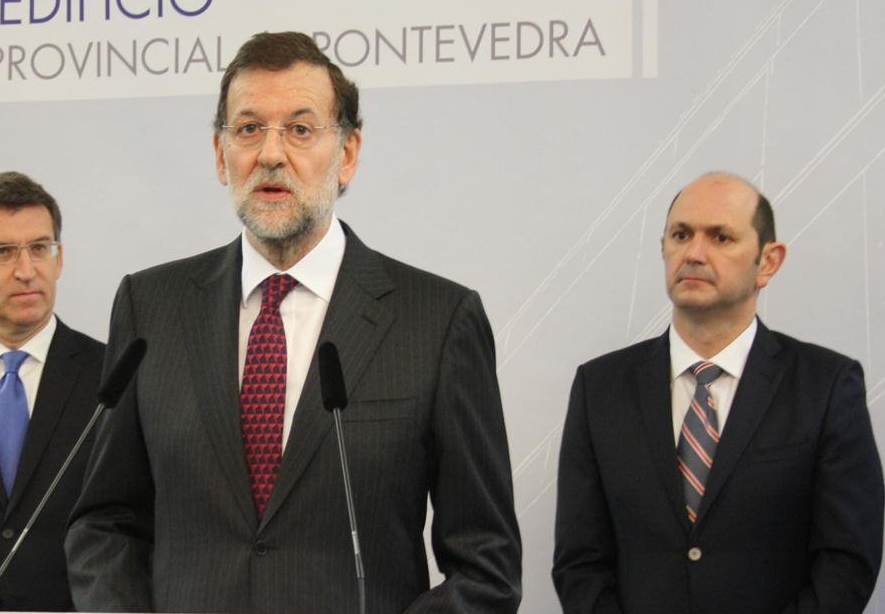 Feiju00f3o, Rajoy y Louzu00e1n en un pasado acto en la Deputaciu00f3n de Pontevedra