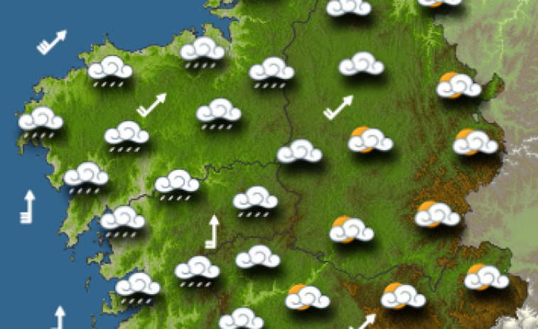Tiempo para este domingo en Galicia: llega un frente que trae nubes y lluvias a lo largo del día