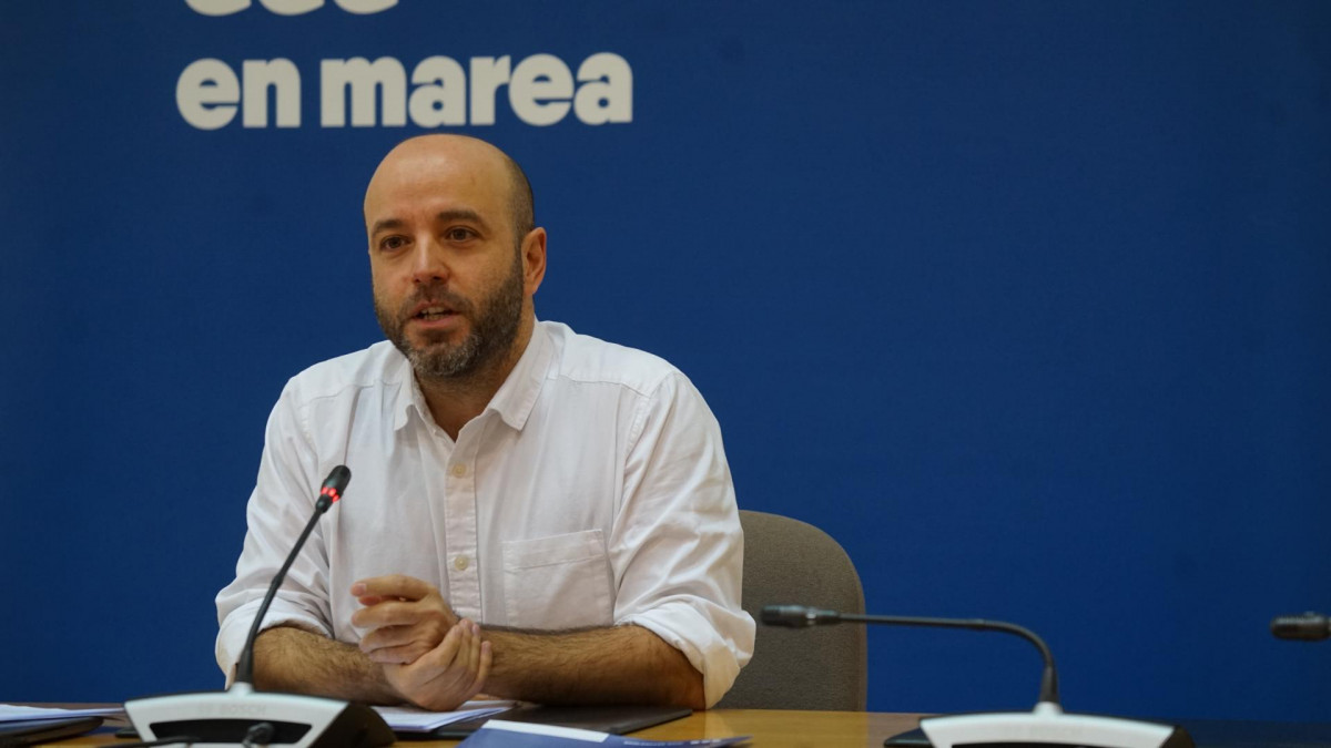 El portavoz de En Marea, Luís Villares, en rueda de prensa
