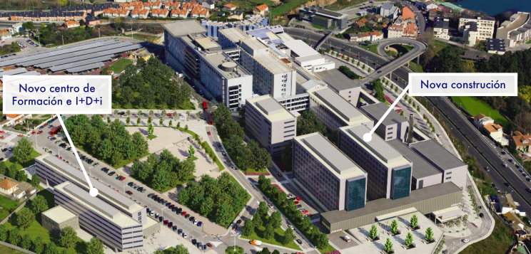 Maqueta de la Xunta del nuevo hospital pu00fablico de A Coruu00f1a y del nuevo centro de formaciu00f3n