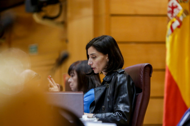 La presidenta del Senado, Pilar Llop, durante la segunda sesión de control celebrada en el Senado en esta legislatura para responder a la oposición, en Madrid, a 25 de febrero de 2020.