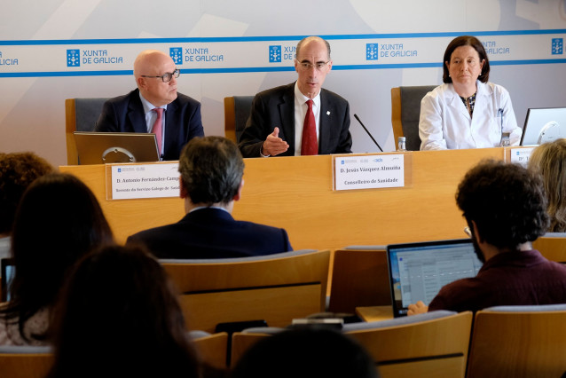 El conselleiro de Sanidade, Jesús Vázquez Almuiña, informa sobre la evolución del coronavirus en Galicia.