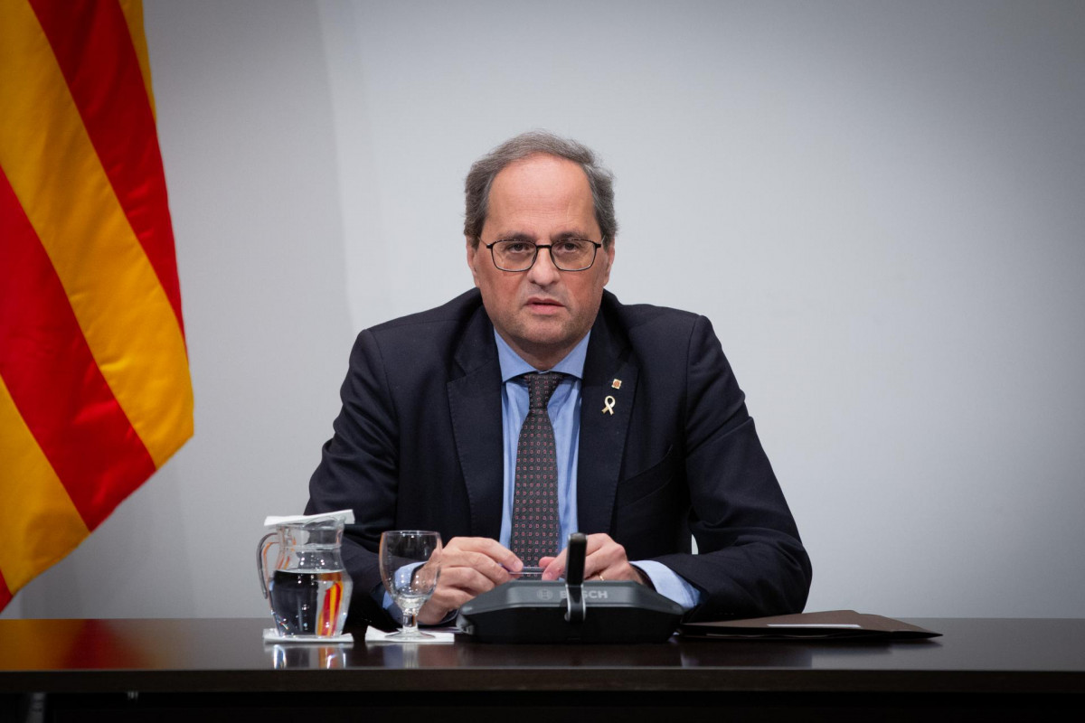 El president de la Generalitat, Quim Torra, presideix una reunió extraordinària del Consell Executiu per analitzar l'evolució del coronavirus, Barcelona/Catalunya (Espanya) 12 de març del 2020.