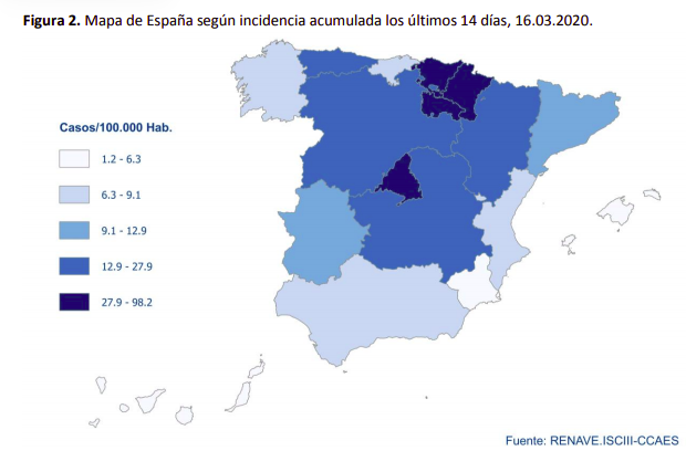 Mapa incidencia acumulada coronavirus Espau00f1a