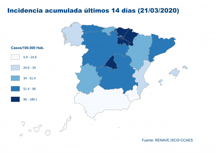 La gráfica del coronavirus en Galicia sigue monstrando un aumento progresivo, aunque sin dispararse