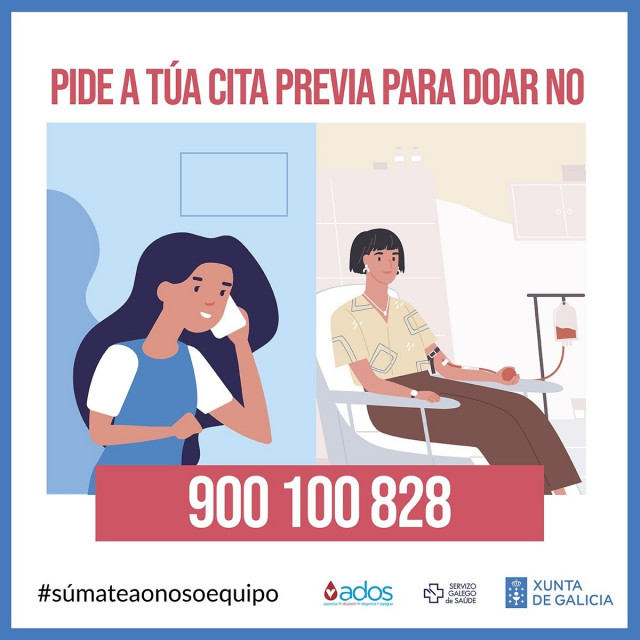 Los interesados en donar sangre en Galicia deberán llamar al 900 100 828 para solicitar cita previa