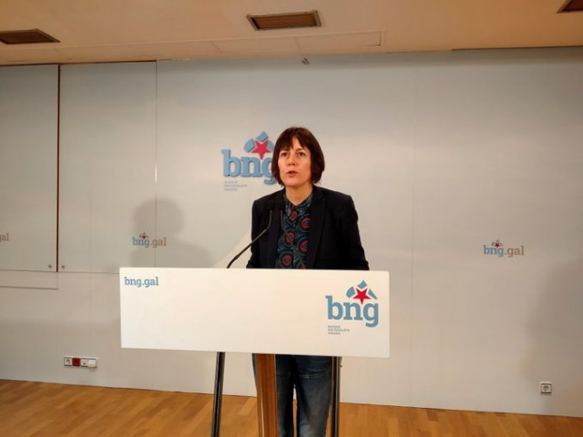 La portavoz nacional del BNG, Ana Pontón, comparece en rueda de prensa este lunes día 6 de abril, en medio de la crisis del coronavirus covid-19