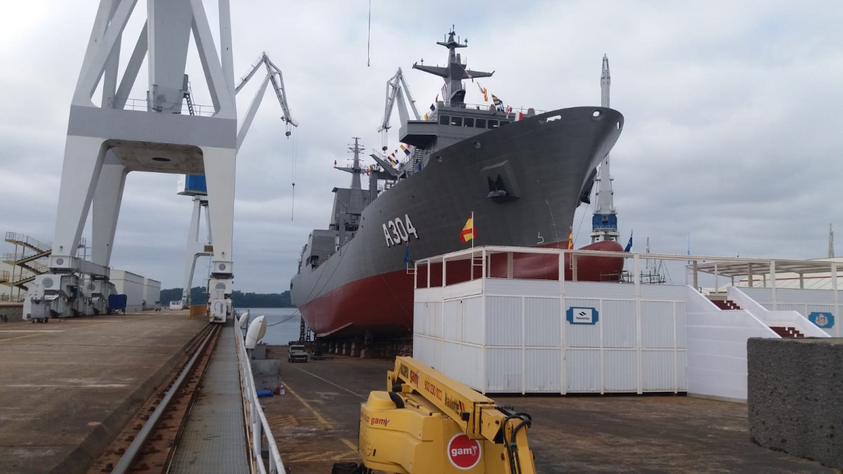 Botadura del buque logístico de la Armada australiana 'Stalwart' en Navantia